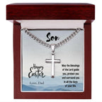 Gift for Son - Happy Easter May the Blessings of the Lord Guide You Personalized Engraved Cross Necklace