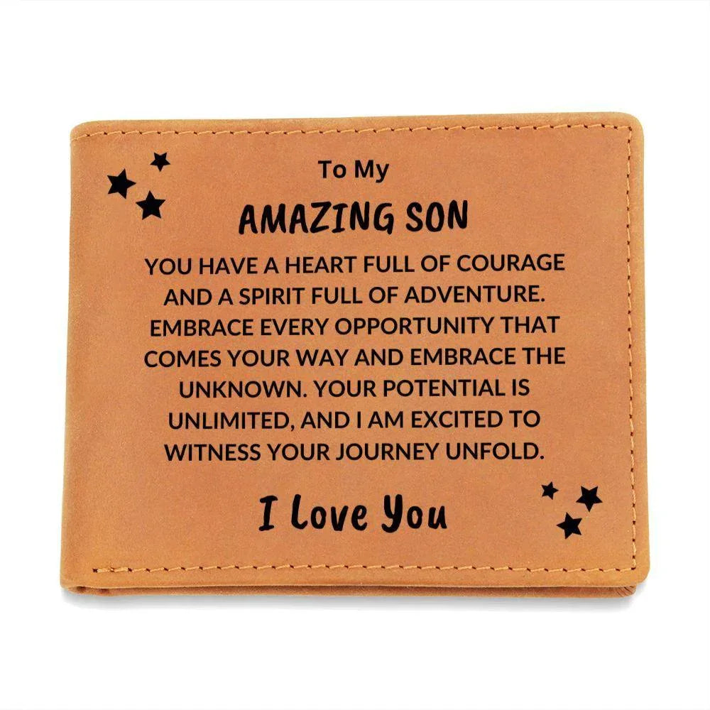 Gift for Son Heart Full of Courage Custom Leather Wallet
