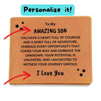 Gift for Son Heart Full of Courage Custom Leather Wallet