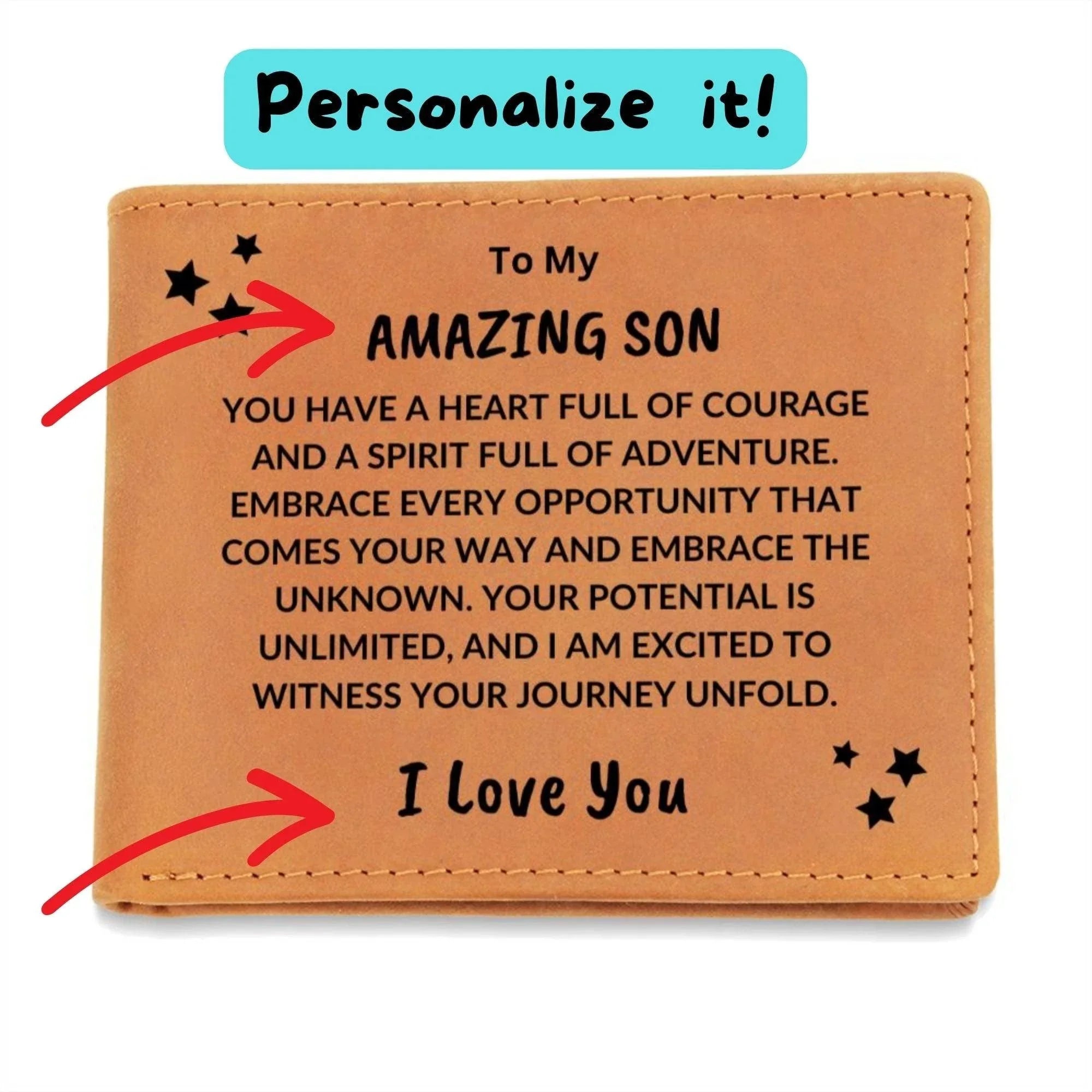 Gift for Son Heart Full of Courage Custom Leather Wallet