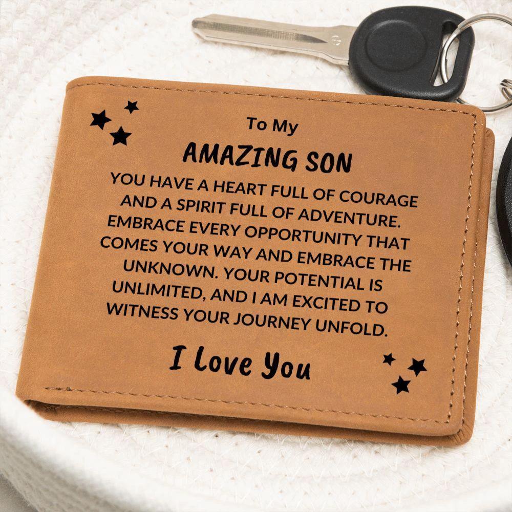 Gift for Son Heart Full of Courage Custom Leather Wallet