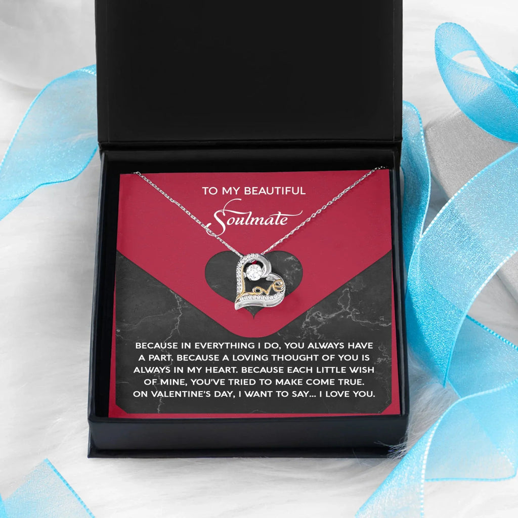 To My Beautiful Soulmate - Love Dancing Heart Necklace – A Romantic Valentine’s Day Gift Full of Love and Gratitude