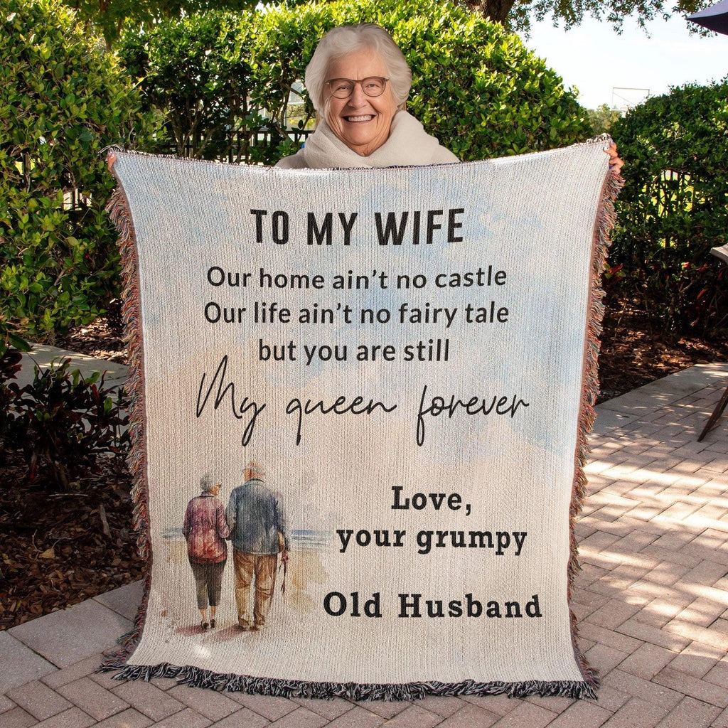 Gift for Wife from Grumpy Old Husband Heirloom Woven Blanket