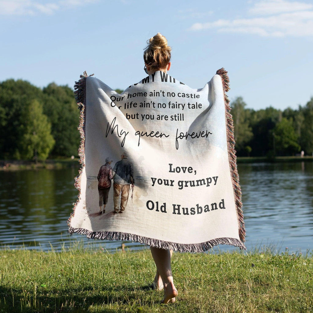 Gift for Wife from Grumpy Old Husband Heirloom Woven Blanket