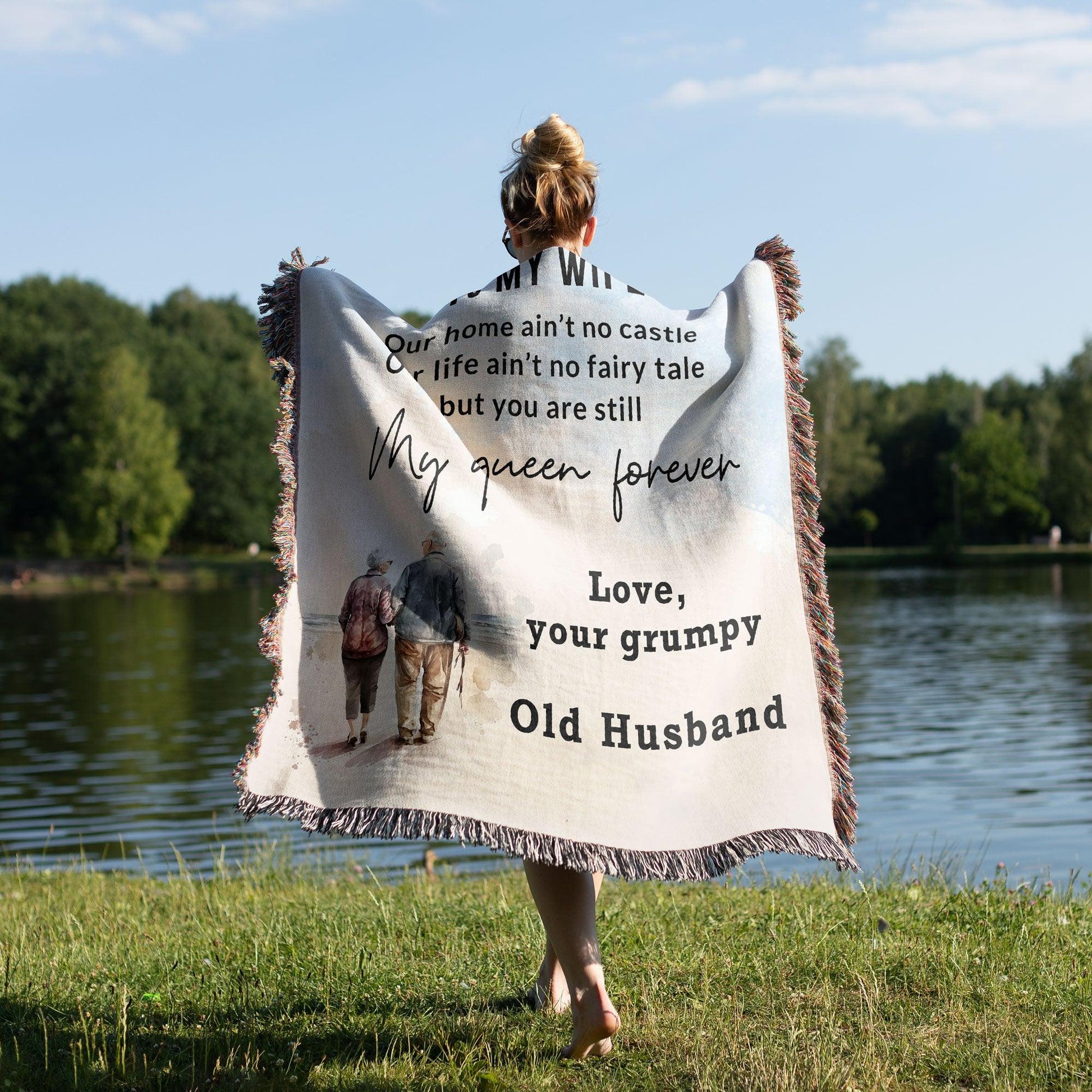 Gift for Wife from Grumpy Old Husband Heirloom Woven Blanket - Mallard Moon Gift Shop