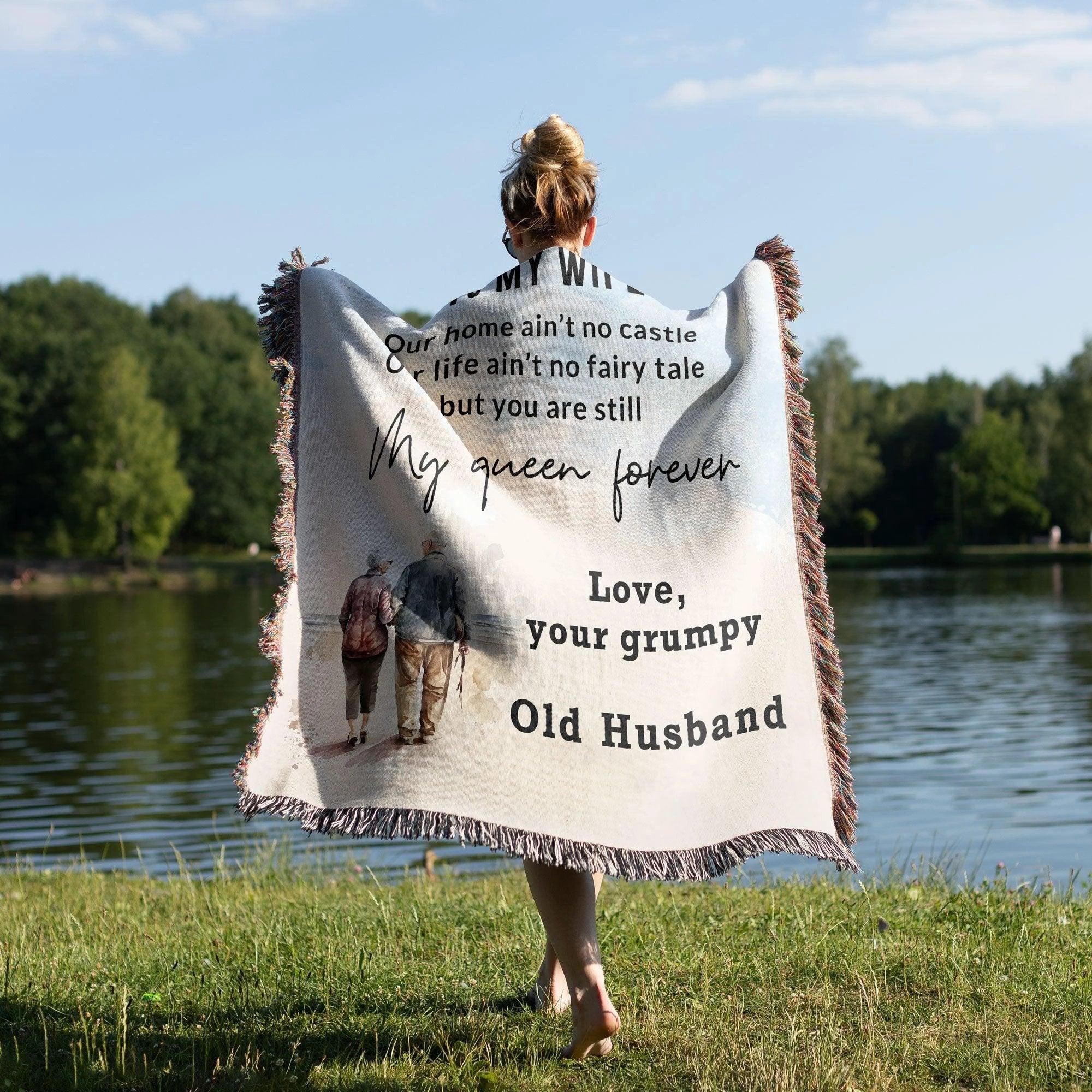Gift for Wife from Grumpy Old Husband Heirloom Woven Blanket