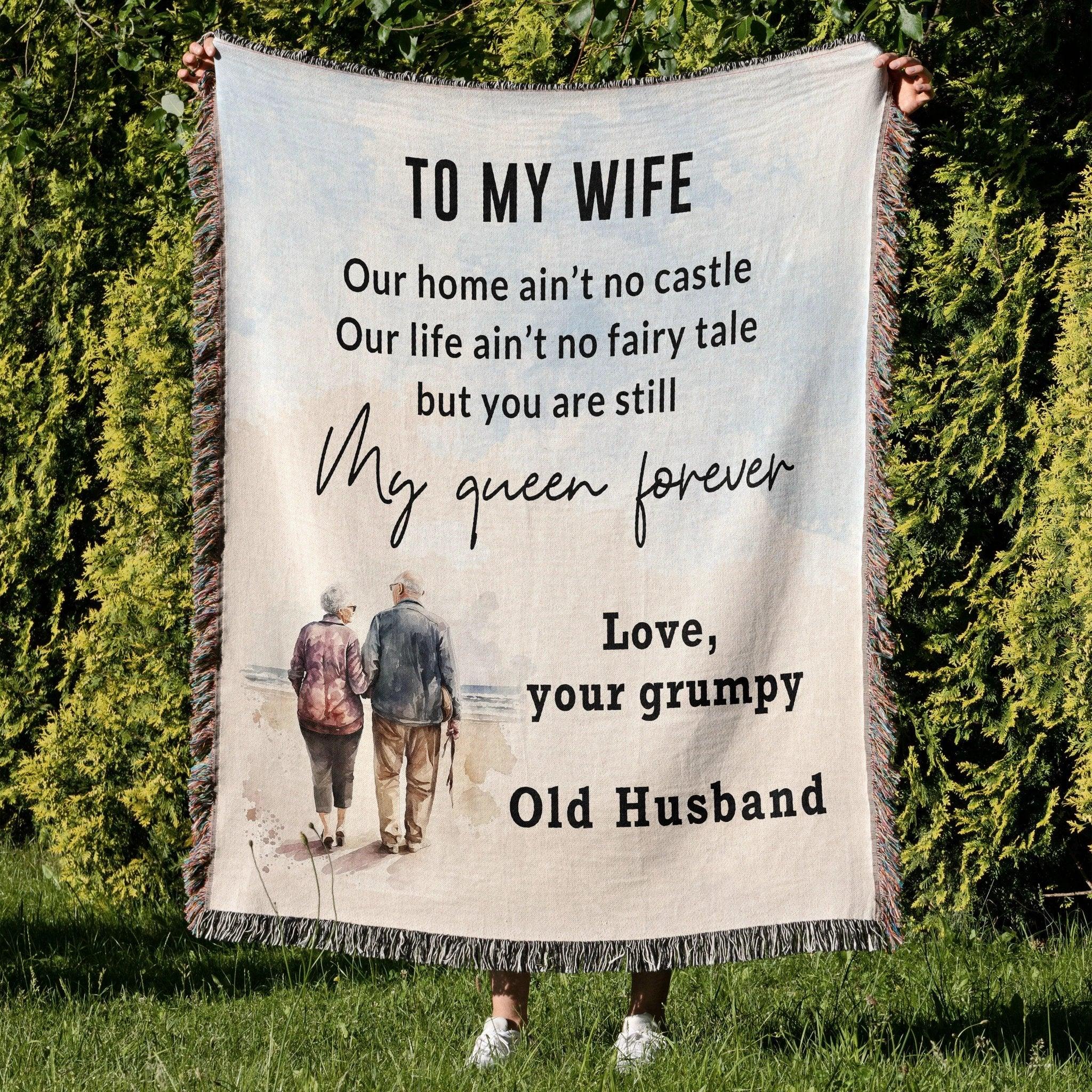 Gift for Wife from Grumpy Old Husband Heirloom Woven Blanket