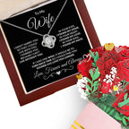Gift for Wife I Can't Live without You - I Found My Mate Custom Love Knot Necklace with Flower Bouquet