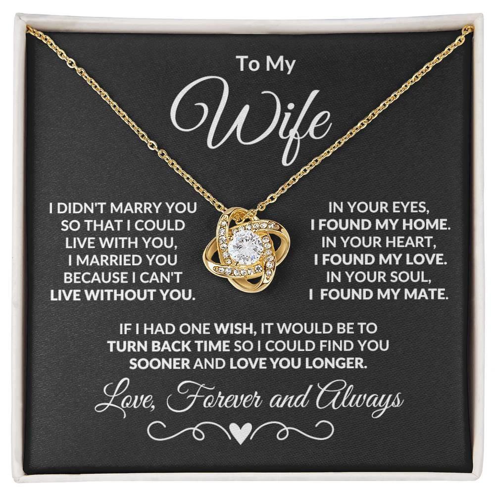 Gift for Wife I Can't Live without You - I Found My Mate Custom Love Knot Necklace with Flower Bouquet