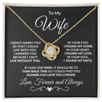 Gift for Wife I Can't Live without You - I Found My Mate Custom Love Knot Necklace with Flower Bouquet