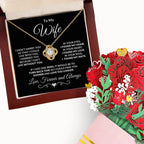 Gift for Wife - I Can't Live without You - Love Knot Pendant Necklace with Message and Gift Box