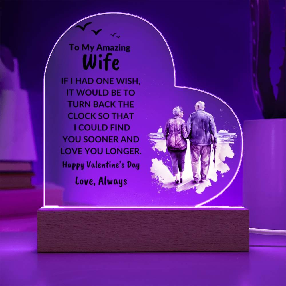 Gift for Wife Love You Longer Anniversary Birthday Valentine's Day Acrylic Heart Plaque - Mallard Moon Gift Shop