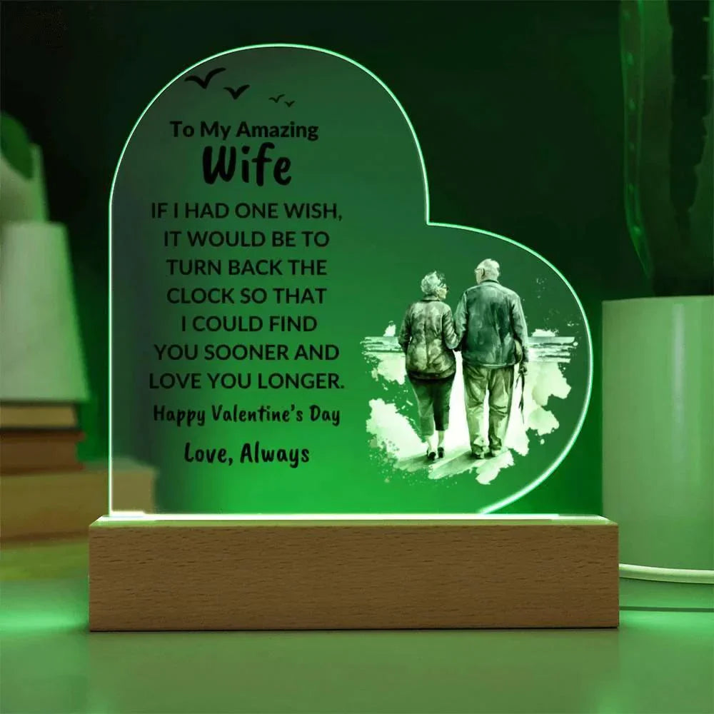 Gift for Wife Love You Longer Anniversary Birthday Valentine's Day Acrylic Heart Plaque