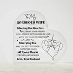 Heart-Shaped Acrylic Plaque for Wife - "Meeting You Was Fate" Romantic Gift for Valentine's Day, Anniversary, or Birthday