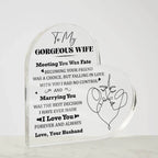 Heart-Shaped Acrylic Plaque for Wife - "Meeting You Was Fate" Romantic Gift for Valentine's Day, Anniversary, or Birthday