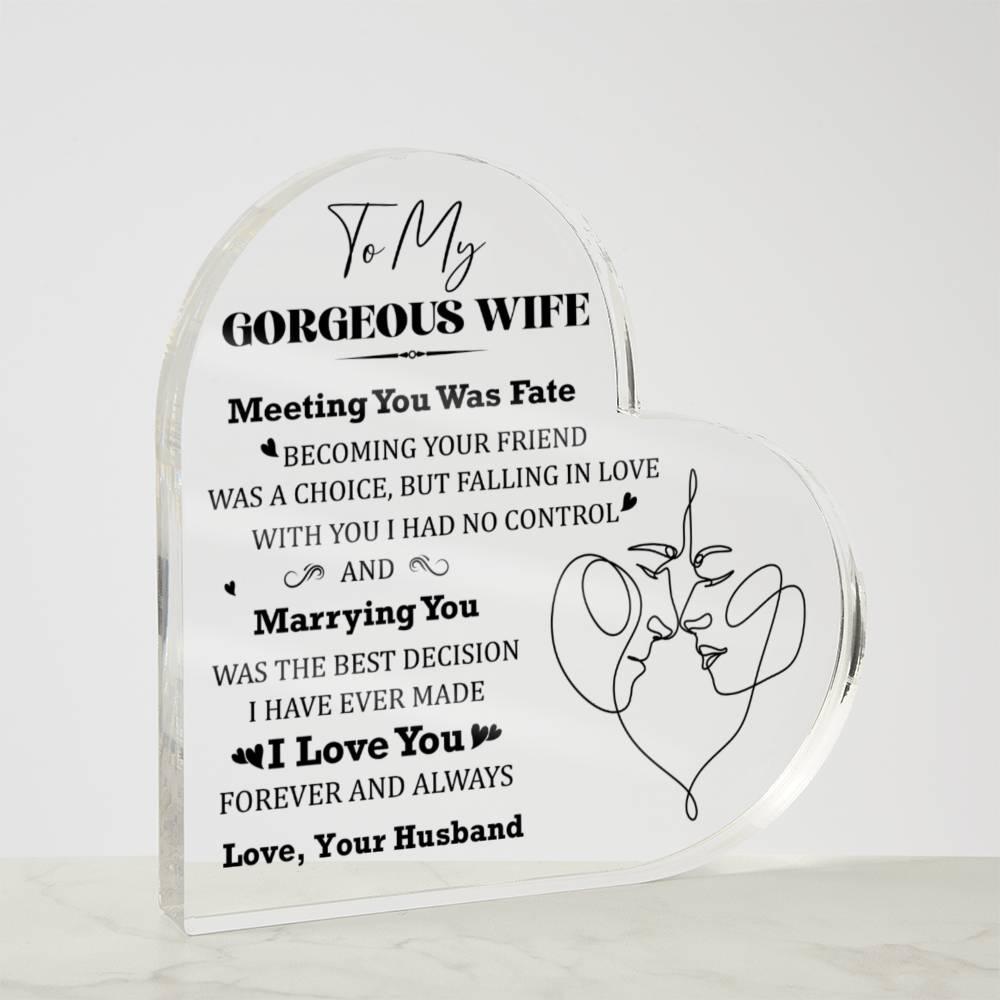 Gift for Wife Meeting You was Fate Acrylic Heart Plaque - Mallard Moon Gift Shop