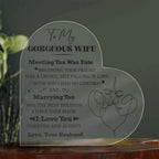 Heart-Shaped Acrylic Plaque for Wife - "Meeting You Was Fate" Romantic Gift for Valentine's Day, Anniversary, or Birthday