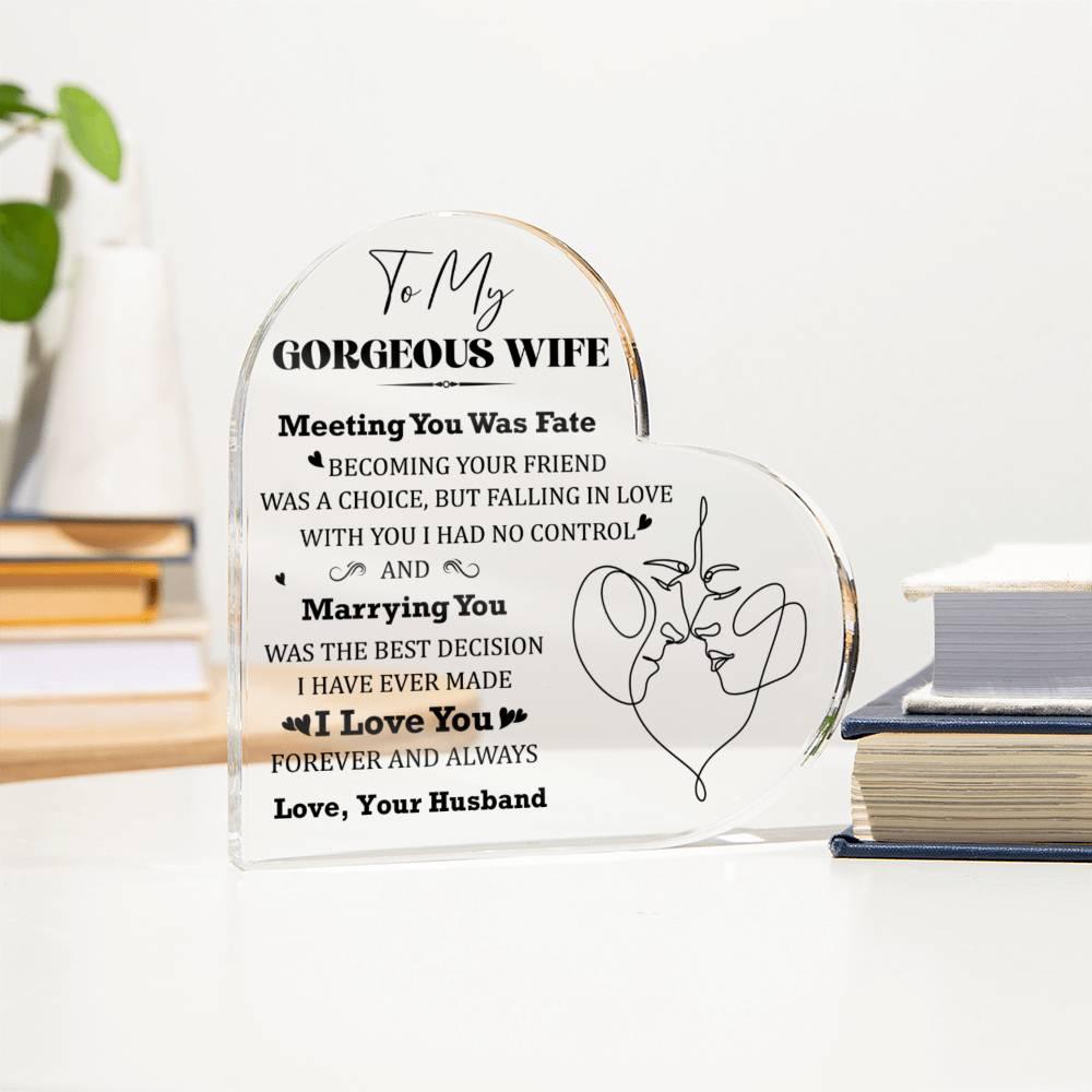 Gift for Wife Meeting You was Fate Acrylic Heart Plaque - Mallard Moon Gift Shop