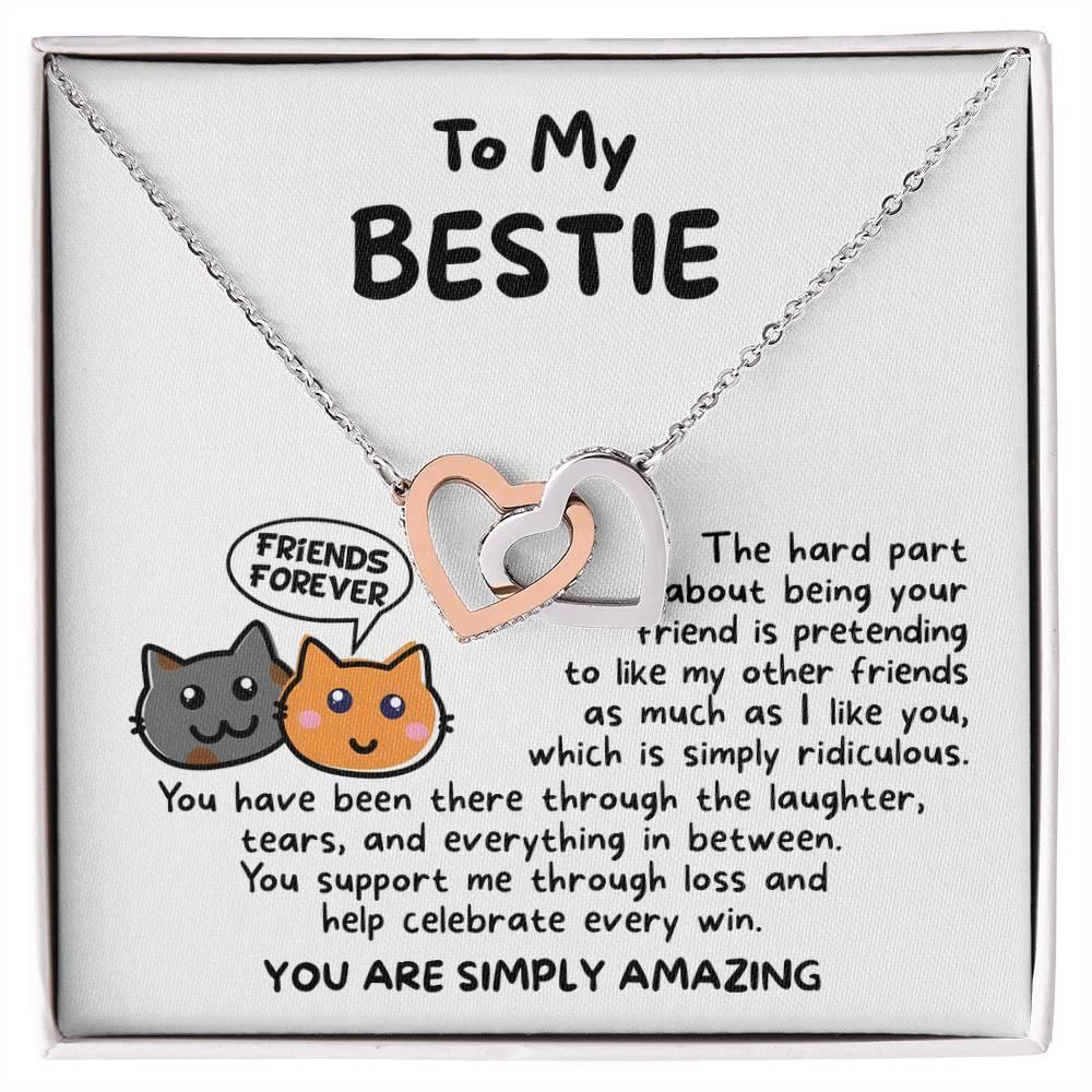 Gift for your Bestie, You are Amazing Interlocking Hearts Necklace