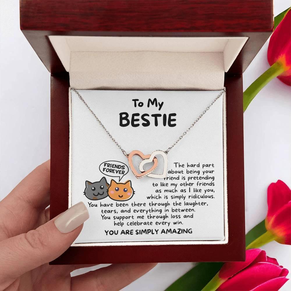 Gift for your Bestie, You are Amazing Interlocking Hearts Necklace