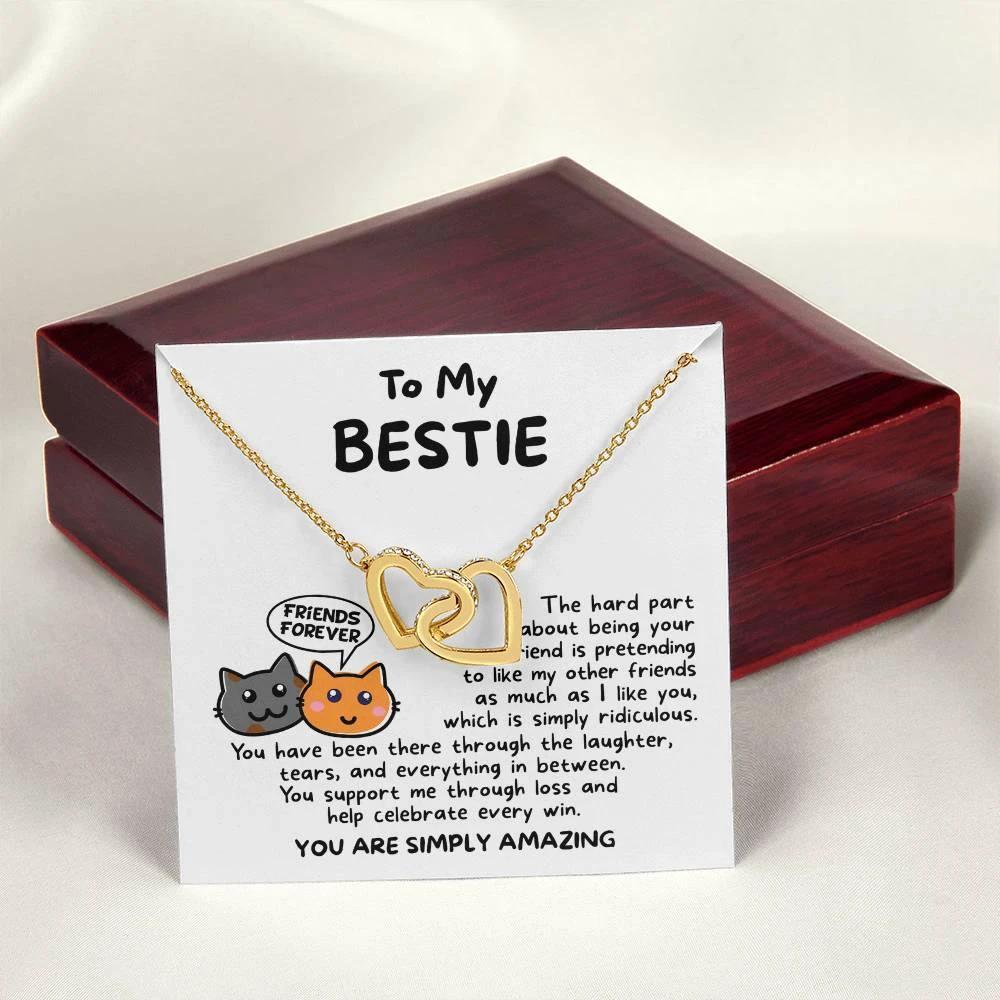 Gift for your Bestie, You are Amazing Interlocking Hearts Necklace