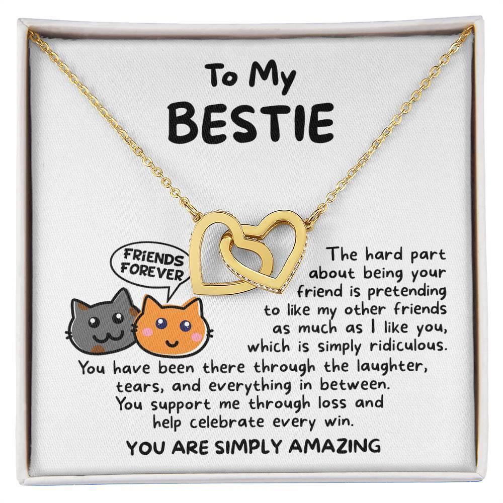Gift for your Bestie, You are Amazing Interlocking Hearts Necklace