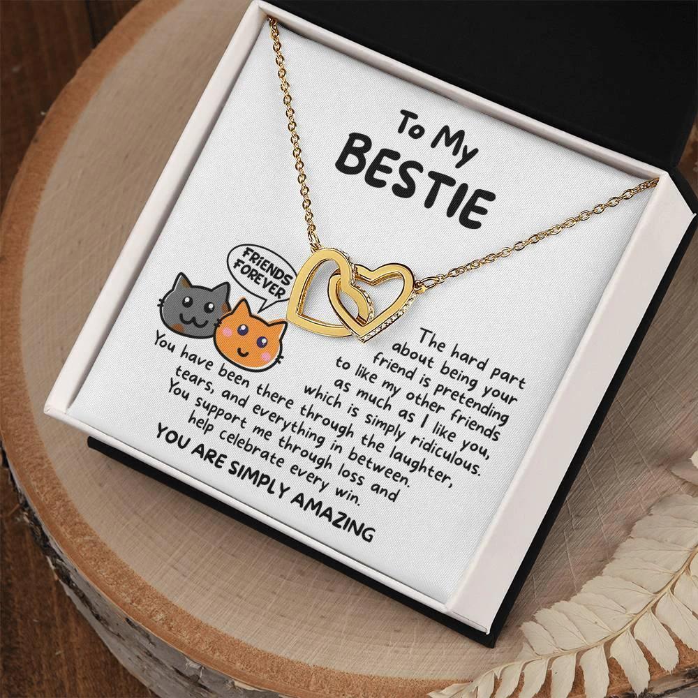 Gift for your Bestie, You are Amazing Interlocking Hearts Necklace