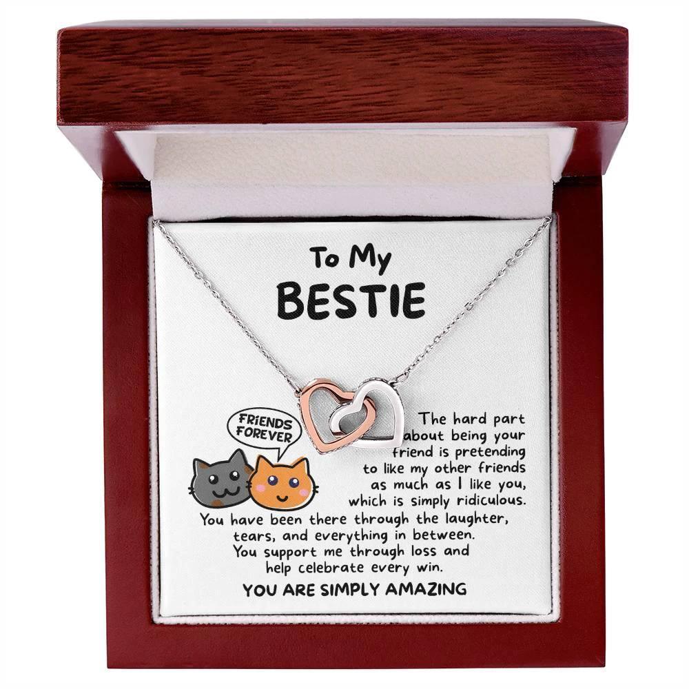 Gift for your Bestie, You are Amazing Interlocking Hearts Necklace