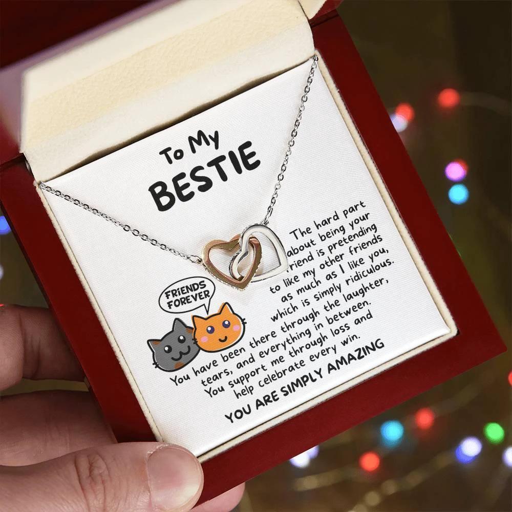 Gift for your Bestie, You are Amazing Interlocking Hearts Necklace