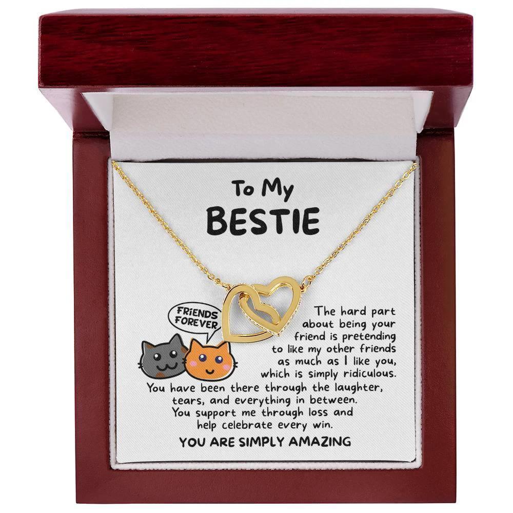 Gift for your Bestie, You are Amazing Interlocking Hearts Necklace