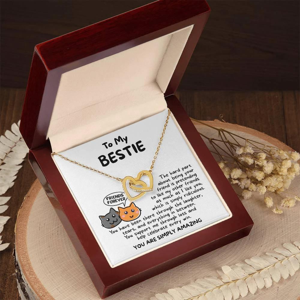 Gift for your Bestie, You are Amazing Interlocking Hearts Necklace