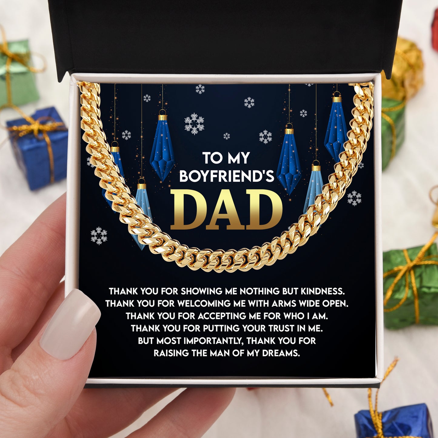Gift for Boyfriend's Dad - Who I Am - Cuban Link Chain Necklace - Mallard Moon Gift Shop