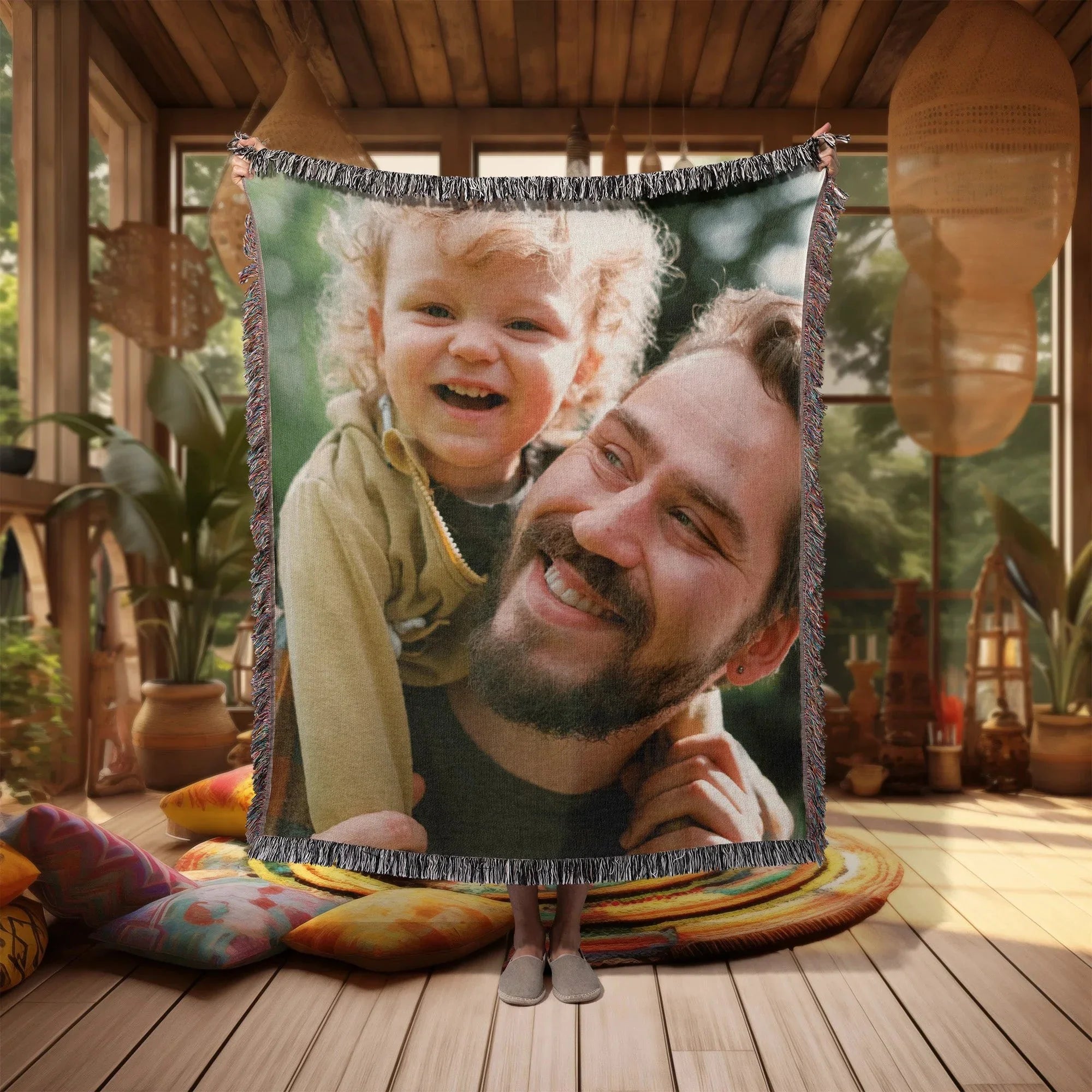Gift for Dad, Mom, Grandparents - Personalized Photo Upload Heirloom Blanket