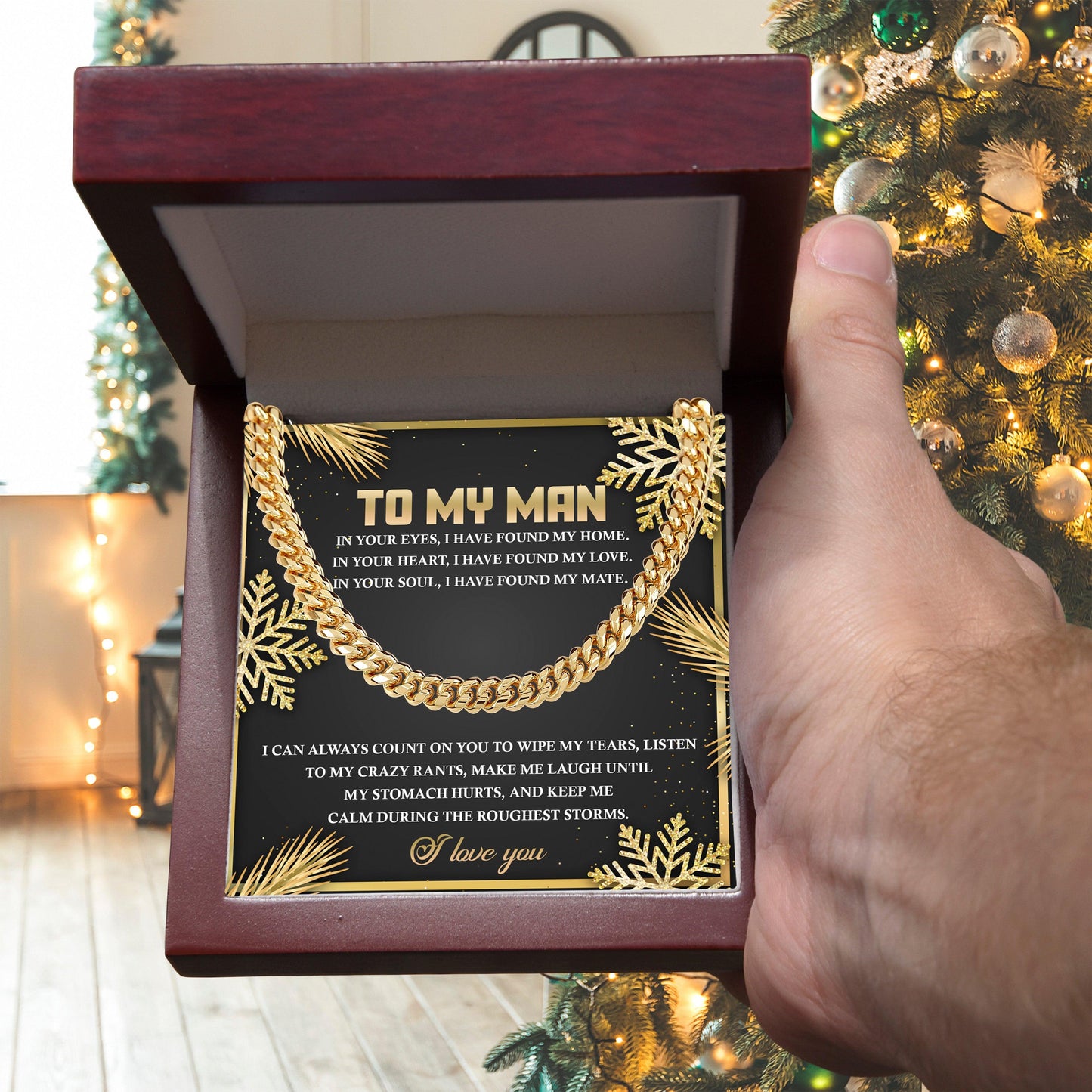 Gift for My Man - Found My Home - Cuban Link Chain Necklace - Mallard Moon Gift Shop