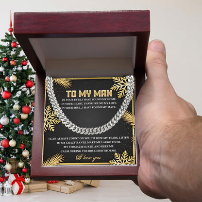 Gift for My Man - Found My Home - Cuban Link Chain Necklace - Mallard Moon Gift Shop