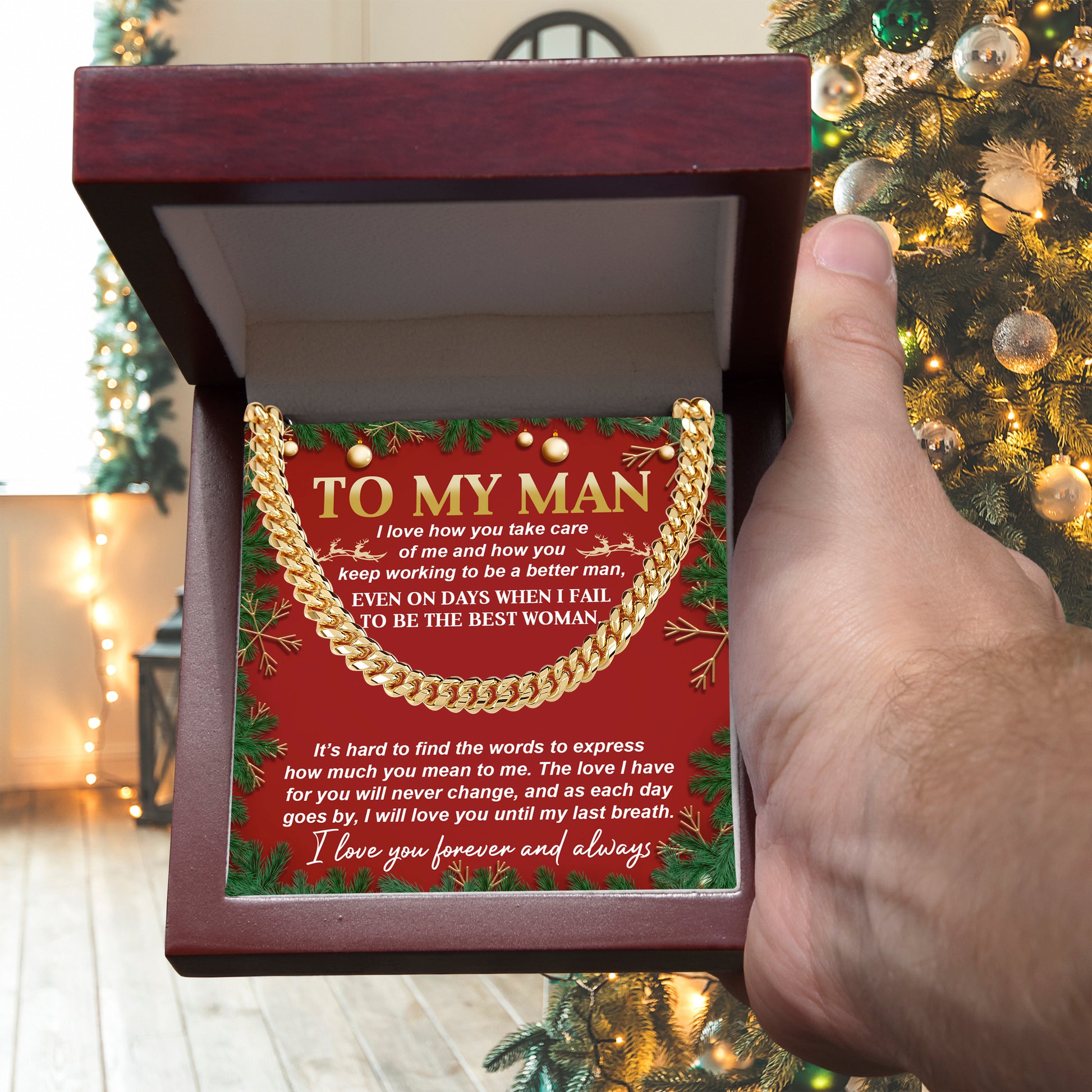 Gift for My Man - Never Change - Cuban Link Chain Necklace - Mallard Moon Gift Shop