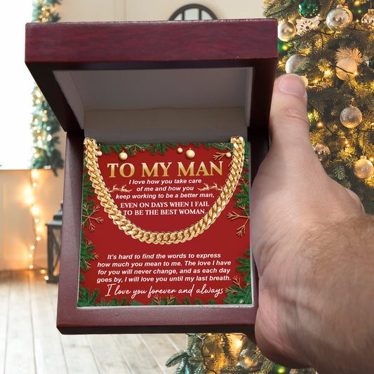 Gift for My Man - Never Change - Cuban Link Chain Necklace - Mallard Moon Gift Shop