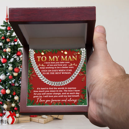 Gift for My Man - Never Change - Cuban Link Chain Necklace - Mallard Moon Gift Shop