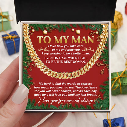 Gift for My Man - Never Change - Cuban Link Chain Necklace - Mallard Moon Gift Shop