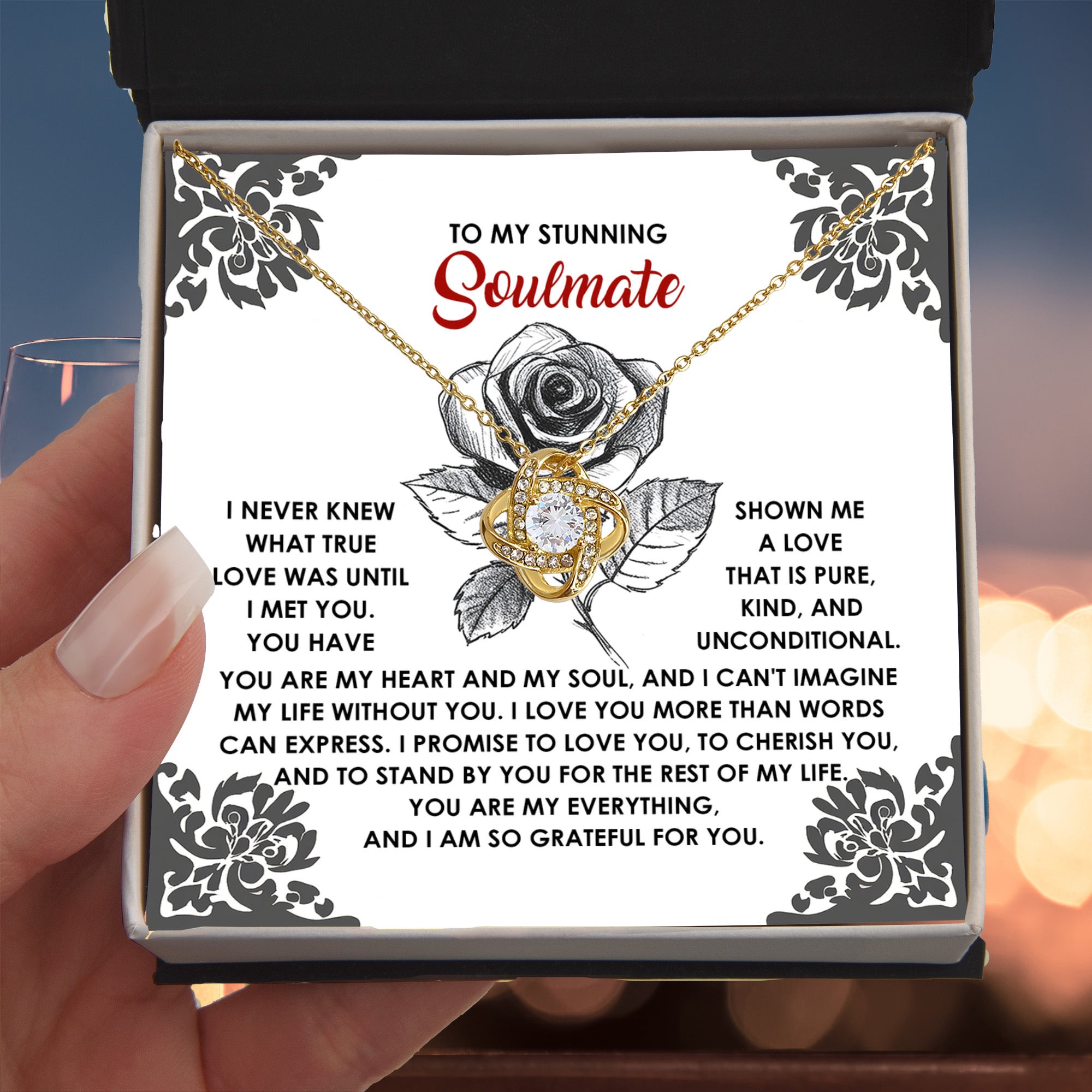 To My Stunning Soulmate Love Knot Necklace – A Romantic Gift to Cherish and Celebrate Unconditional Love - Mallard Moon Gift Shop