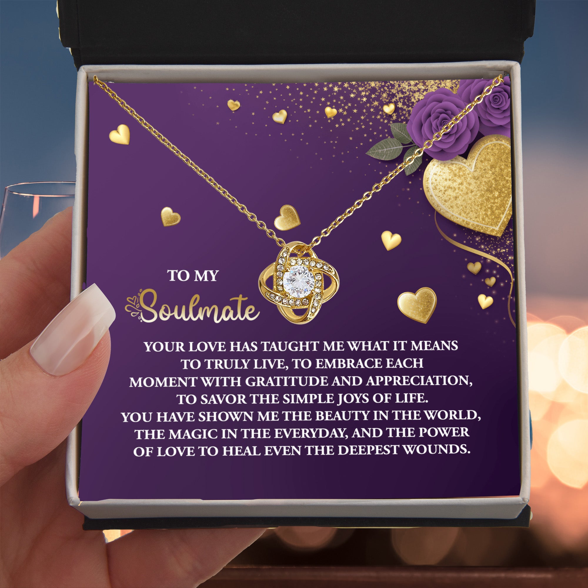 To My Soulmate" Love Knot Necklace – A Beautiful Valentine’s Day Gift Celebrating Love, Joy, and Healing - Mallard Moon Gift Shop