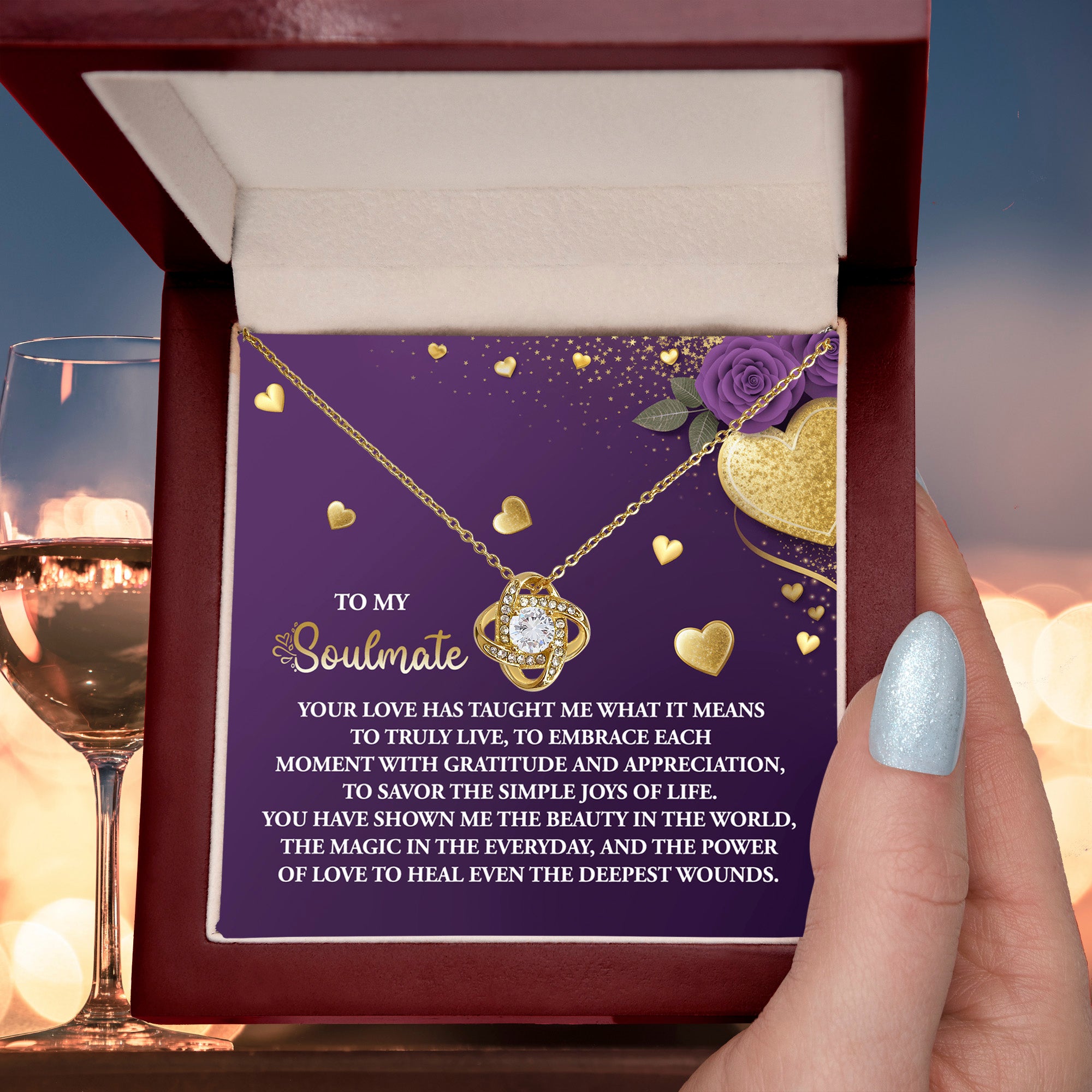 To My Soulmate" Love Knot Necklace – A Beautiful Valentine’s Day Gift Celebrating Love, Joy, and Healing - Mallard Moon Gift Shop