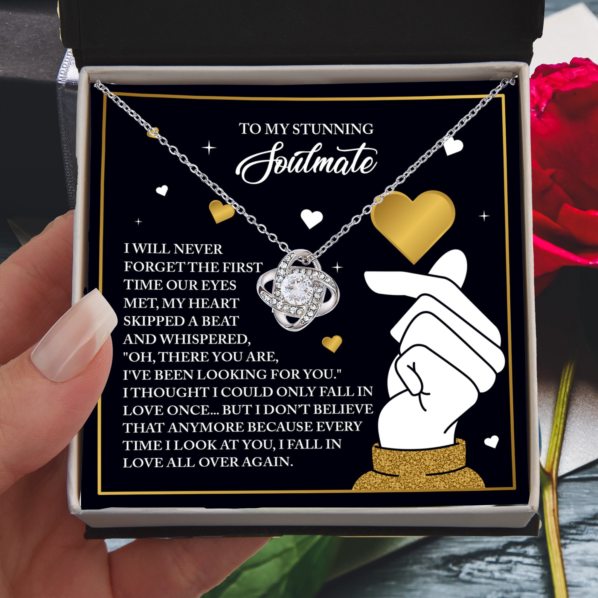 Gift for Soulmate - Look At You - Love Knot Pendant Necklace - A Romantic Valentine’s Day Gift That Celebrates Falling in Love Again and Again - Mallard Moon Gift Shop