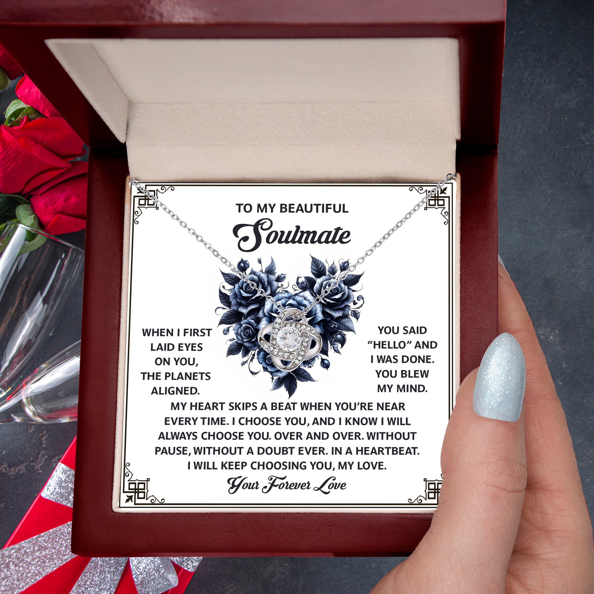 To My Beautiful Soulmate - Love Knot Necklace – A Romantic Gift to Celebrate Endless Love and Devotion - Mallard Moon Gift Shop