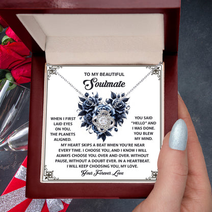 To My Beautiful Soulmate - Love Knot Necklace – A Romantic Gift to Celebrate Endless Love and Devotion - Mallard Moon Gift Shop