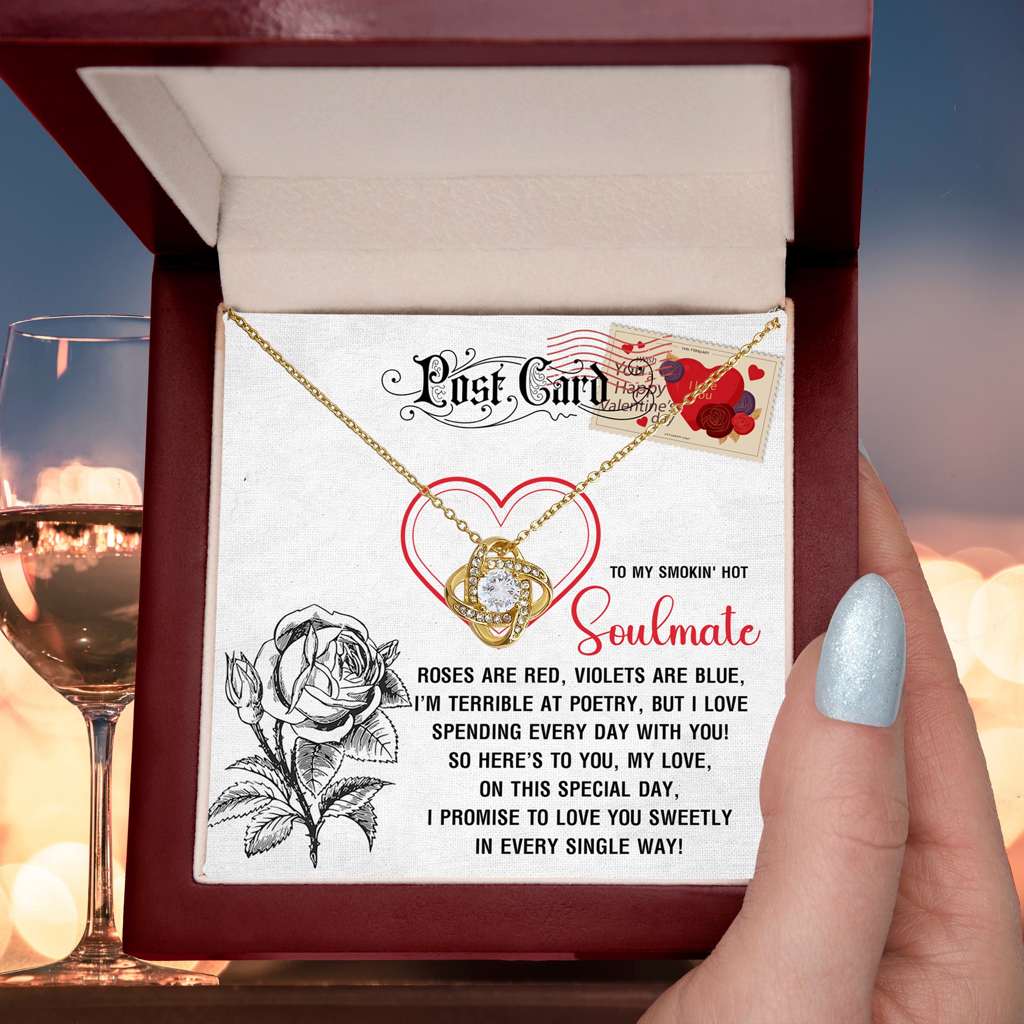 To My Smokin’ Hot Soulmate - Love Knot Necklace – A Playful and Romantic Valentine’s Day Gift - Mallard Moon Gift Shop