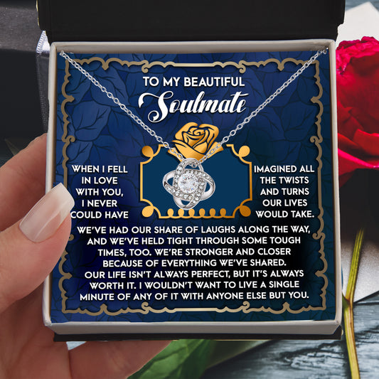 To My Beautiful Soulmate - Love Knot Necklace – A Heartfelt Gift Celebrating Life’s Journey Together - Mallard Moon Gift Shop