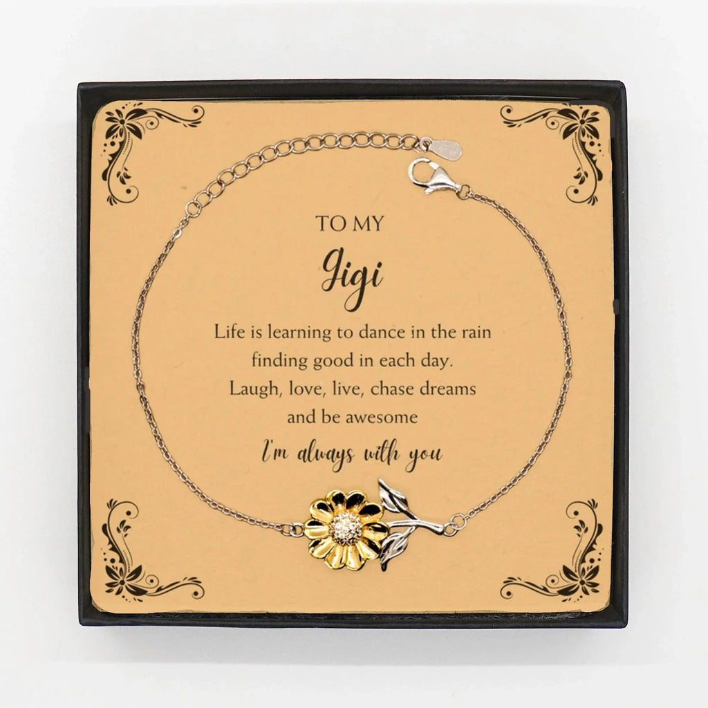 Gigi Christmas Sunflower Bracelet - Life is Learning to Dance in the Rain Birthday, Christmas Holiday Gifts