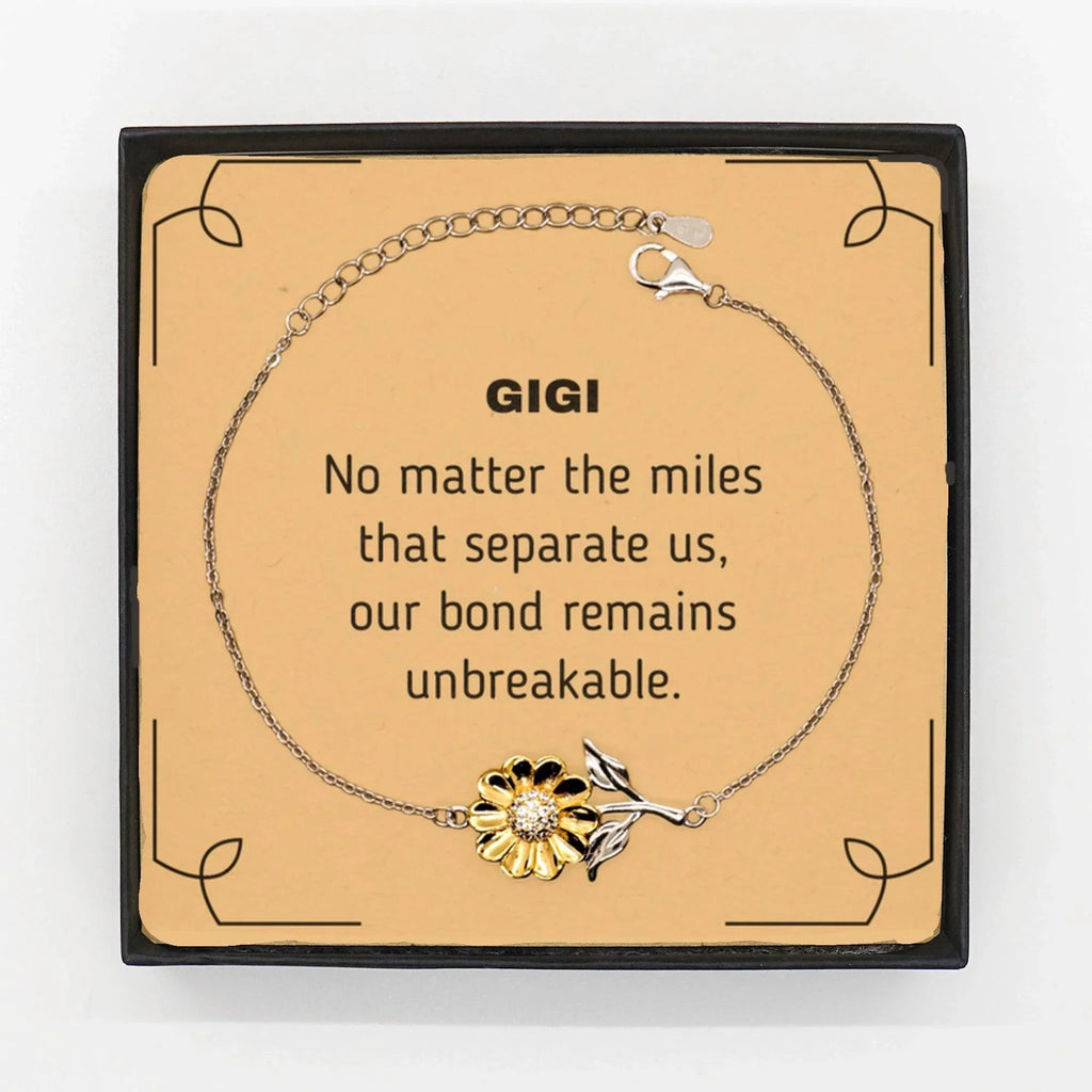 Gigi Long Distance Relationship Gifts, No matter the miles that separate us, Cute Love Sunflower Bracelet For Gigi, Birthday Christmas Unique Gifts For Gigi