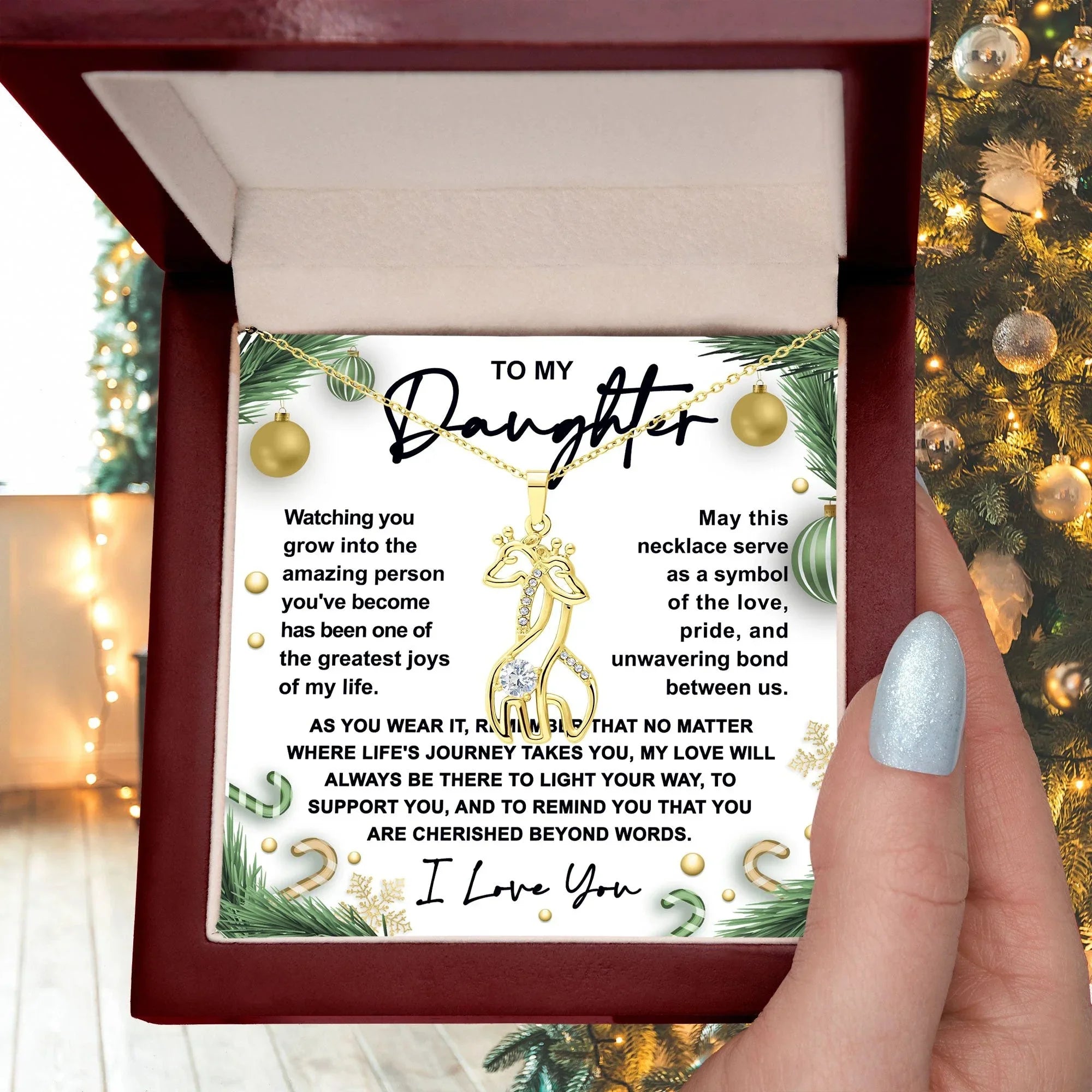 Gift for Daughter - You are Cherished Beyond Words - Giraffe Pendant Necklace